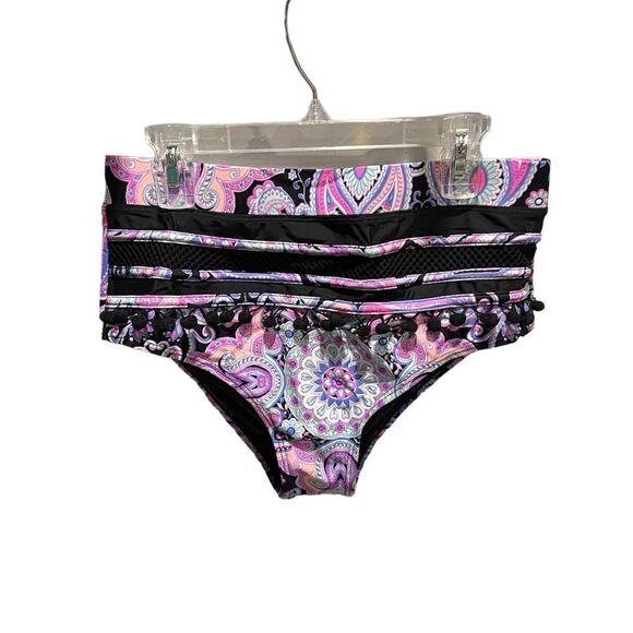 Black and pink paisley print string bikini size medium - Picture 4 of 9
